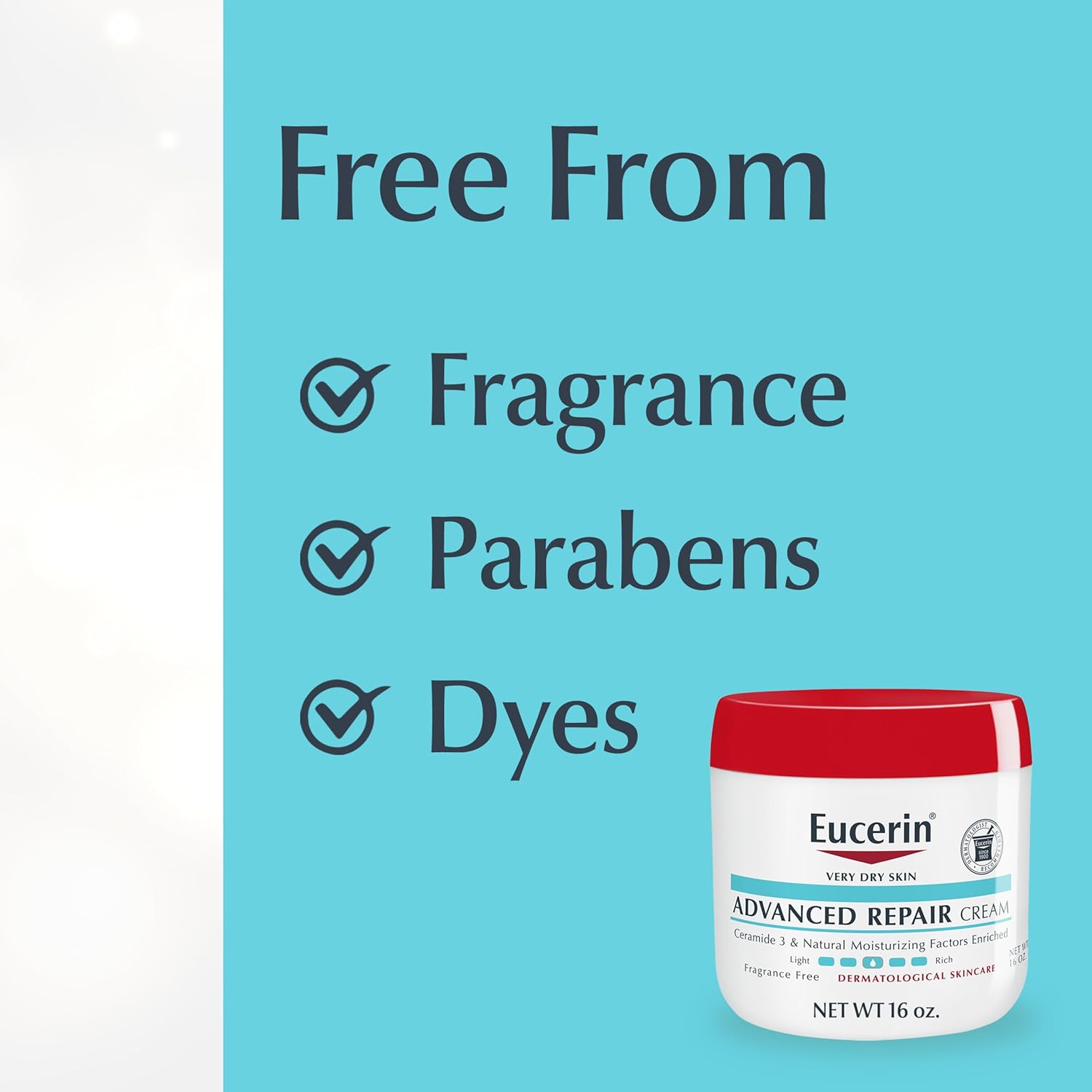 Eucerin Advanced Repair Body Cream, Urea Enriched, Unscented Body Cream for Dry Skin With Triple Moisturizing Complex, 16 OZ Jar 16 Ounce (Pack of 1)