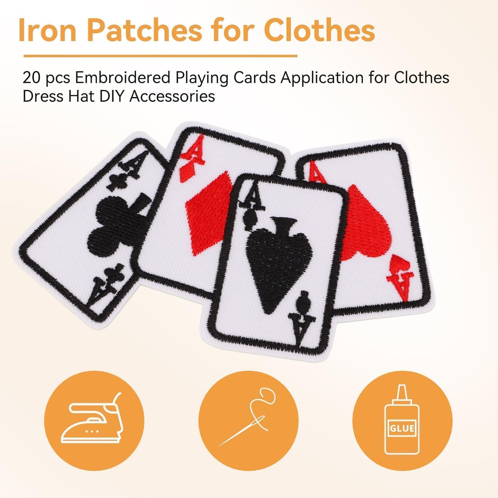 Agatige 20 Toppe Termoadesive Con Carte Da Poker - Ricami A Ferro Per Abbigliamento E Fai Da Te