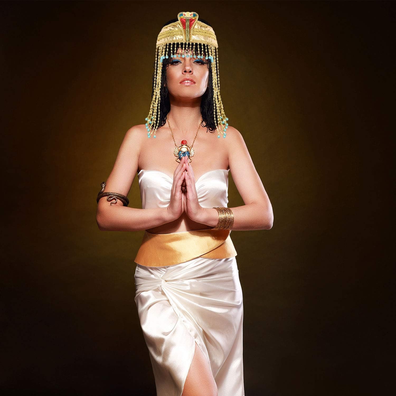 WILLBOND Women's Egyptian Snake Headpiece Crown Beaded Headband Costume Accessory Headdress - Image 6