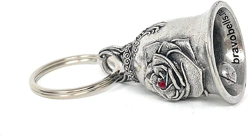 Miniatura 2 de Bravo Bells Rose Diamond Bell - Accesorio de campana de motociclista o llavero para buena suerte en la carretera plata, plateado