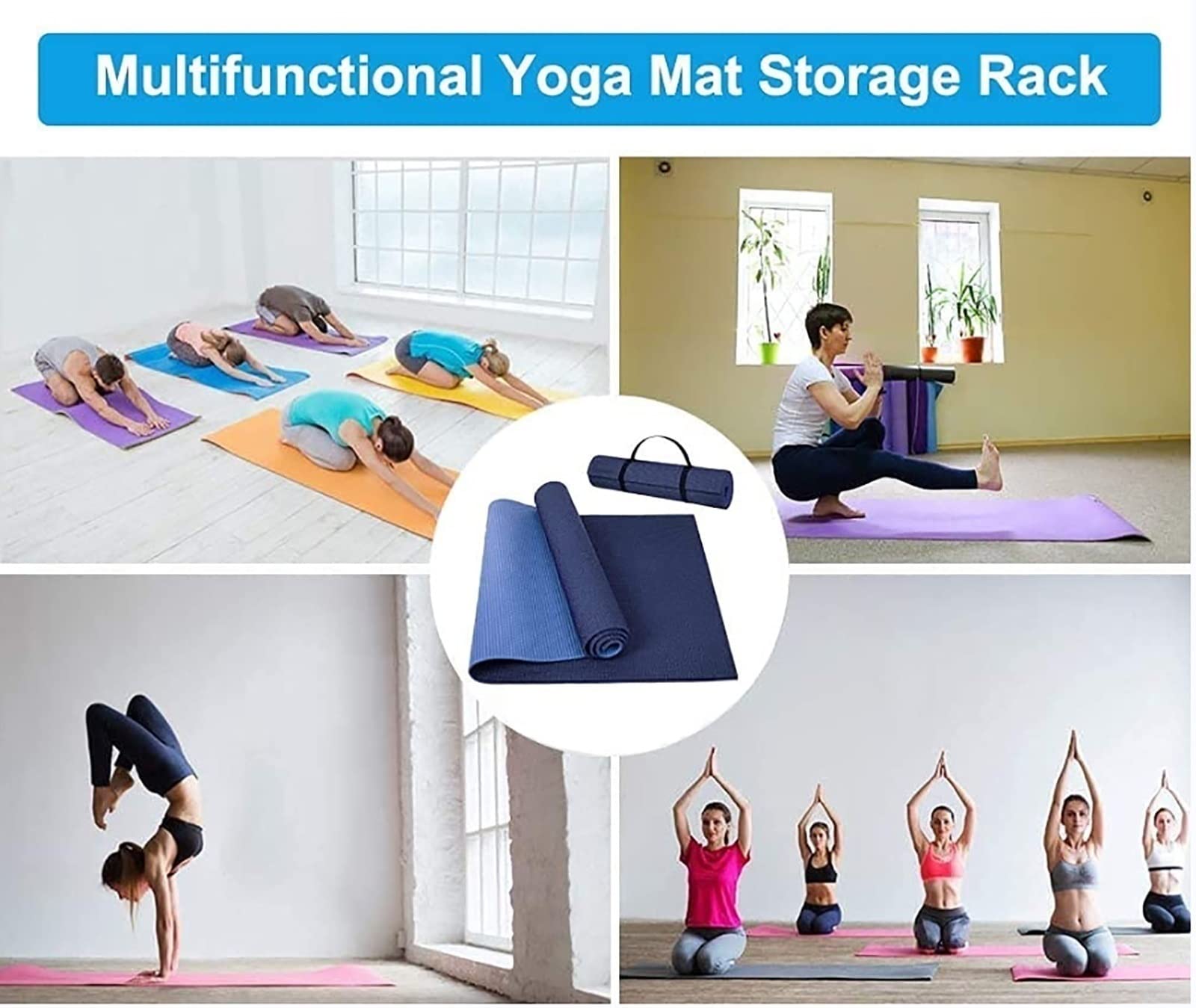 Soporte para esterillas de Yoga, Carrito de Almacenamiento de 2 Capas para esterillas de Yoga, Organizador de Gran Capacidad para Estudios de Yoga y Salas de Entrenamiento, Soporte móvil par