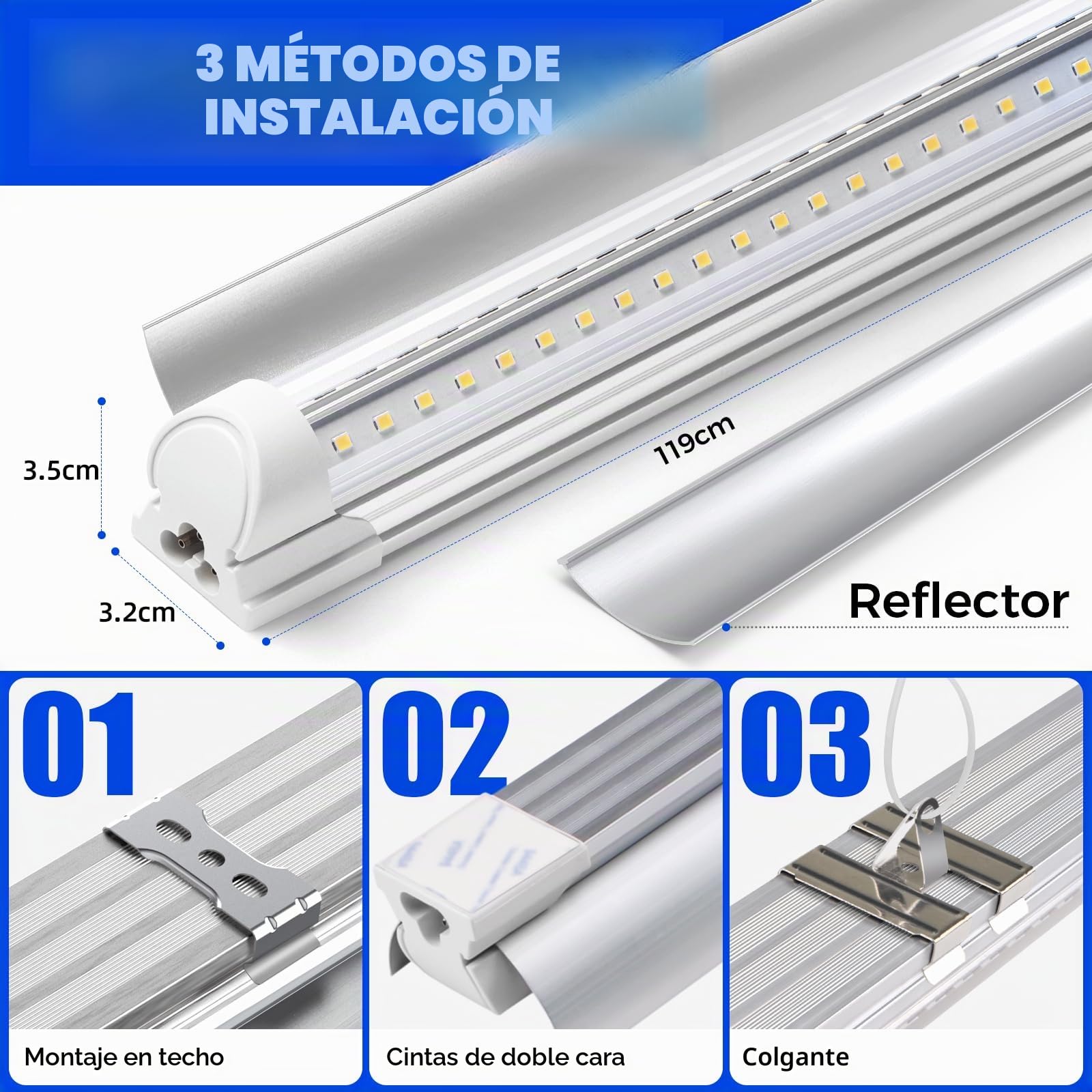 Barrina T8 Lámpara para plantas, 168 W (4 x 42 W), 5000 K, espectro completo, 119 cm, 4 unidades | Luz de crecimiento LED, luz vegetal en forma de V, 4 pies concatenables luces para plantas de interior, PPFD alto