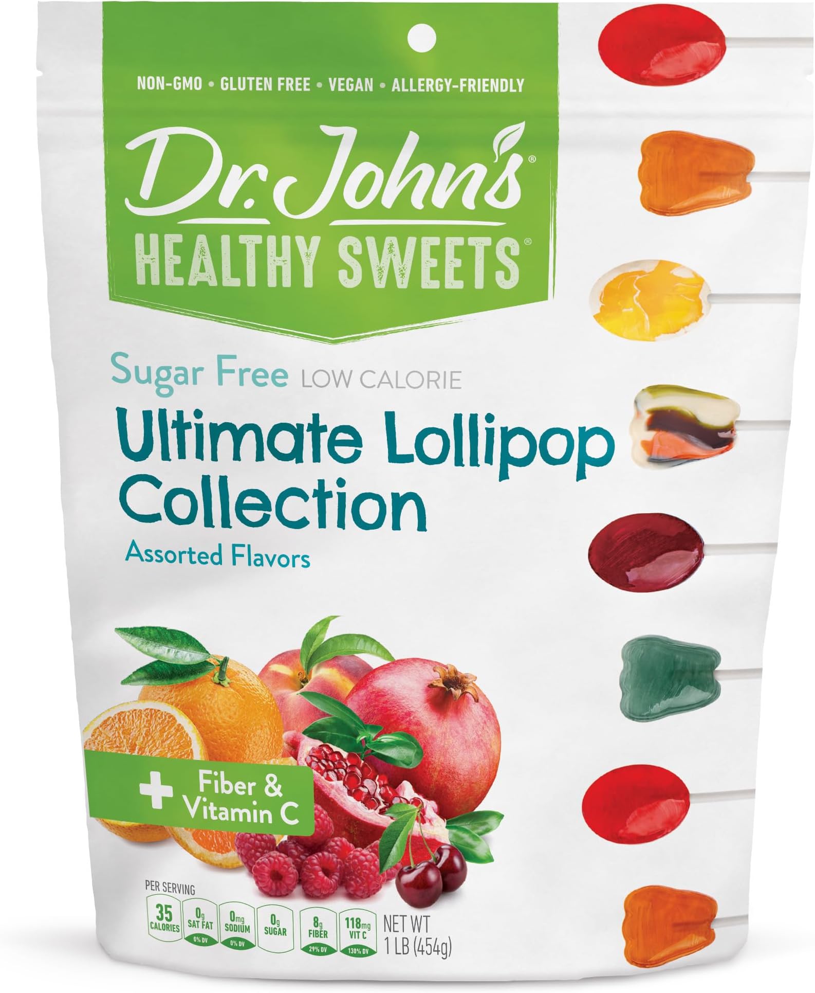 - Dr. John’s Sugar Free Candy, Healthy Lollipops with Zero Sugar, Low Calorie Snacks, Keto Friendly Hard Candy Sweets, Ultimate Collection, 60 Count, 1 LB