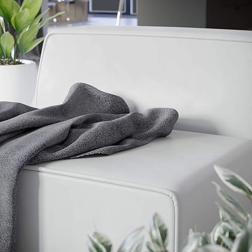 Miniatura 9 de Modway Mingle Sofá seccional de cuero vegano Silla sin brazos en blanco