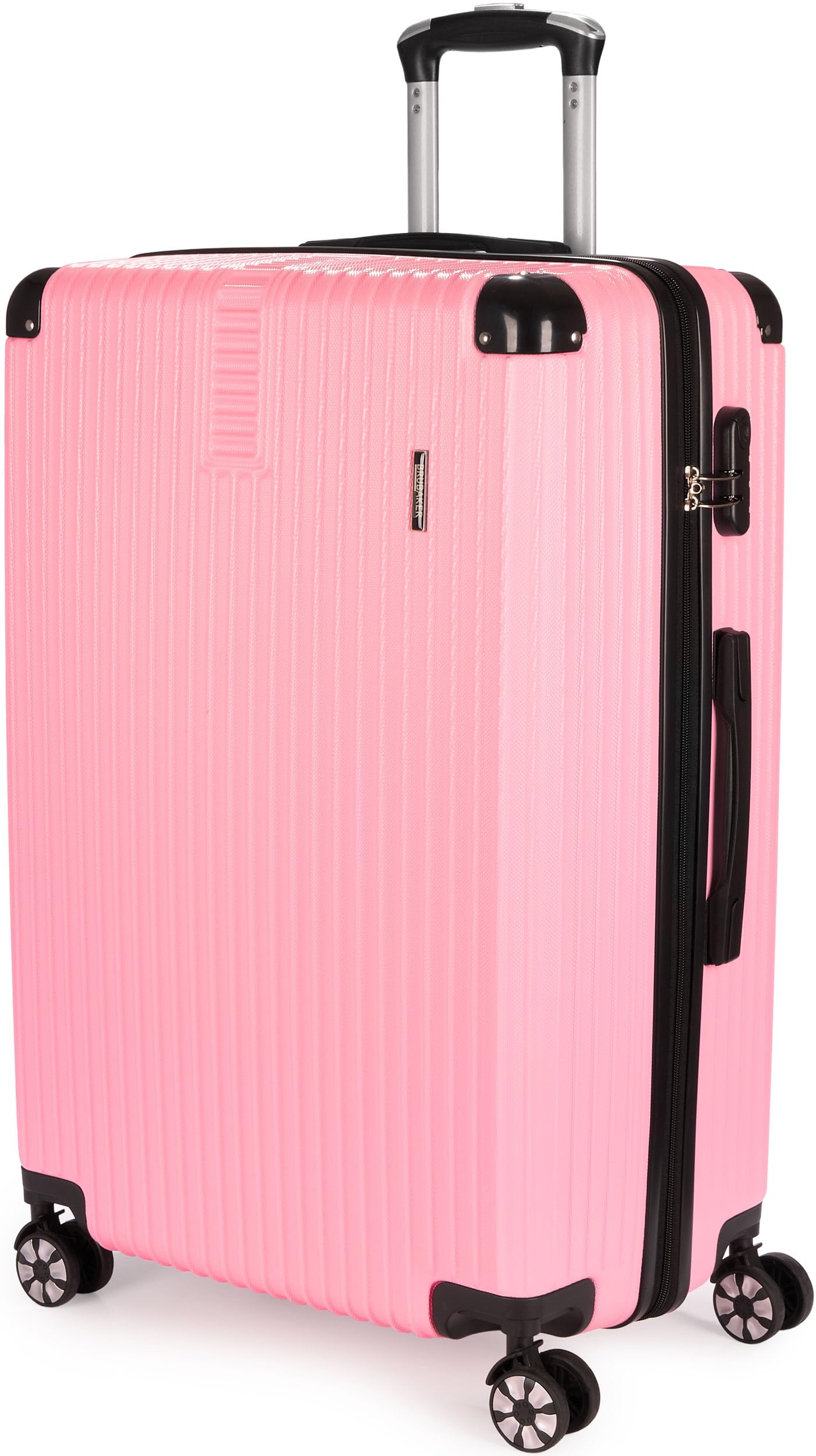 BRUBAKER Kofferset London - 3 teiliges Reisekoffer Set inklusive Handgepäck - Hartschalen Koffer mit Zahlenschloss, 4 Rollen und Komfort Tragegriffen - ABS Boardcase Trolleys (M, L, XL - Rosa)