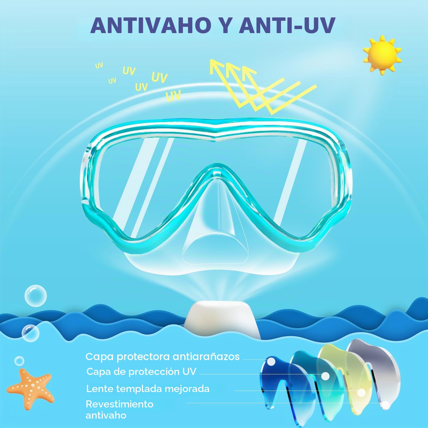 Gafas de Bucear para Niños con Correa de Tela Suave, MOMUSE Gafas Natación Niños con Cubierta Nasal 3D Antifugas, Lentes Antivaho e Irrompibles, Gafas Piscina Niños Niñas de 3 a 14 Años