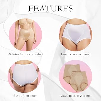CUPID 2-Pack Extra Firm Tummy Control Panty | Women's Shapewear Tummy Shaping Brief