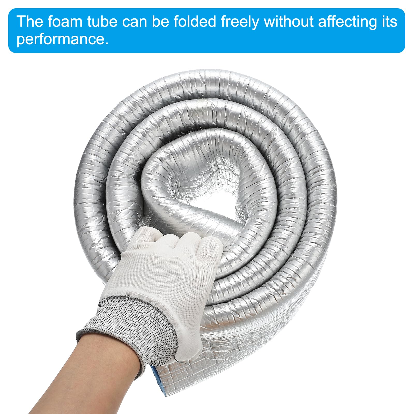 PATIKIL 5.6Ft Tubo Di Isolamento Schiuma, 4Pz 20mm(13/16") ID 38mm(1-1/2") OD Isolamento Termico Tubo In Schiuma XPE Con Rivestimento In Alluminio AC Unit Condizionatori Tubi