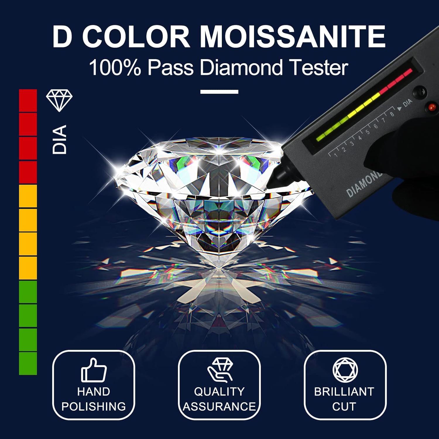 Moissanite Stud Earrings for Women, 0.2CT-8.0CT a Pair 18K White Yellow Gold Vermeil S925 Sterling Silver Hypoallergenic Stud Earrings Anniversary Day Valentines Gifts for Women Men - Image 2