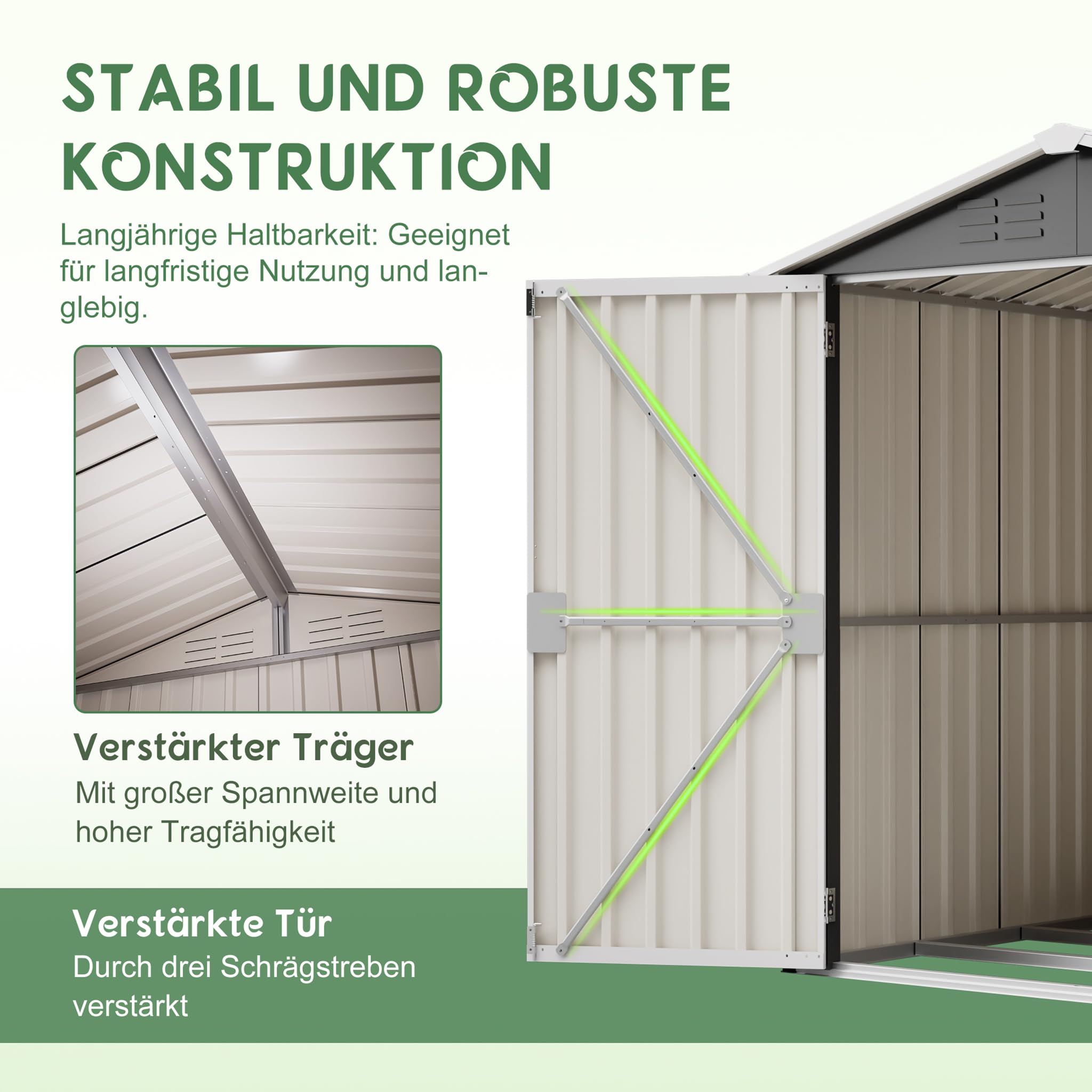 Cobertizo de metal 4,7 × 6,1 pies, 2,63 m², gris
