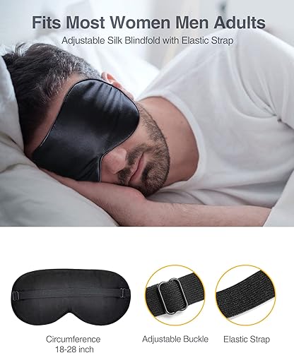 Miniatura 6 de Luxtude Máscaras de ojos de seda para dormir, máscaras de seda de morera natural, máscara de dormir de satén orgánico, venda, máscara de ojos,