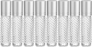 Beaupretty 8Pcs 10ml Glass Rollerball Tubes Essential Oil Roll on Perfume Bottles with Glass Roller Balls Empty Refillable Glass Roller Bottles with Cap for Aromatherapy Lip Gloss