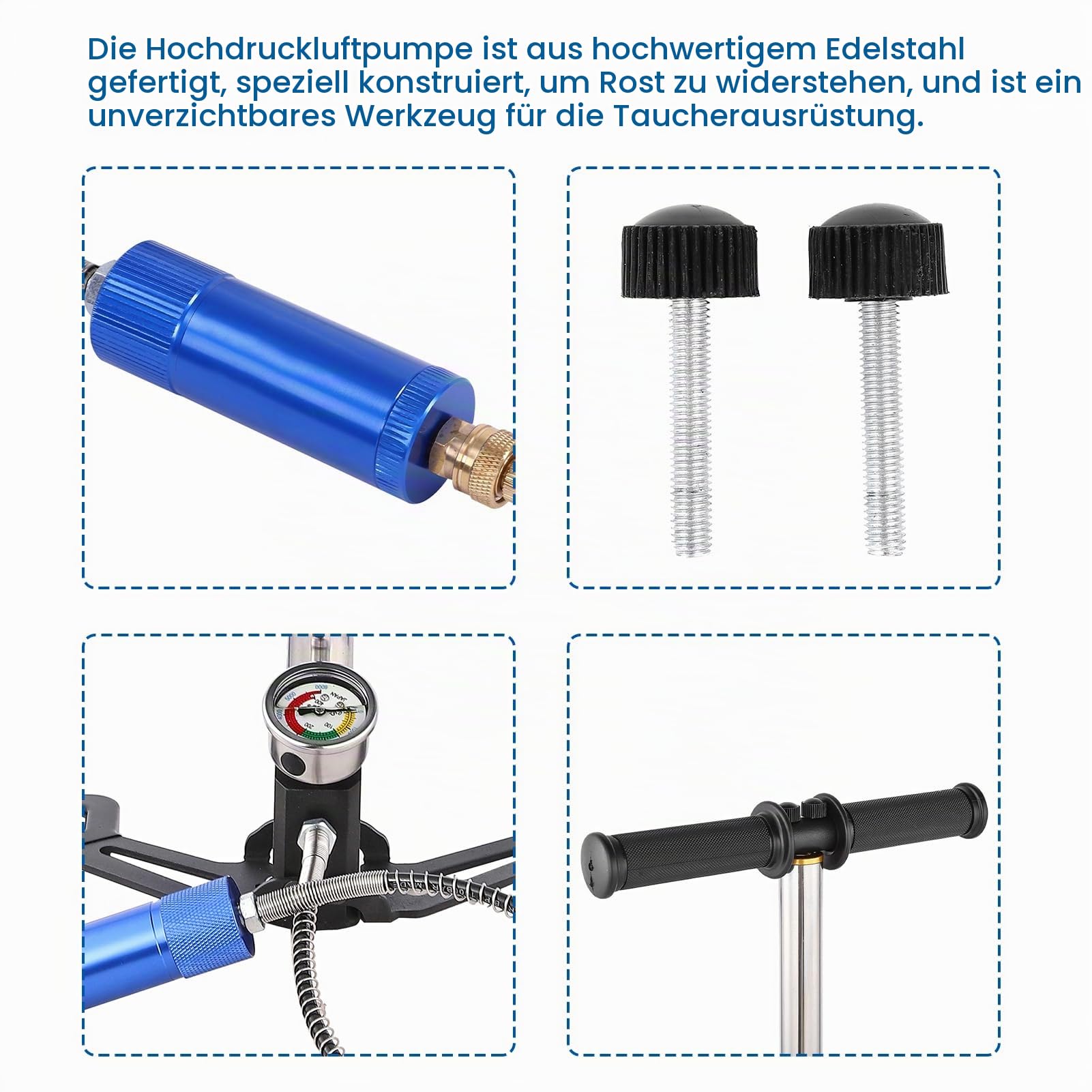 Mini-Sauerstofftankpumpe, Tragbares Tauchtank-Set, Tauchausrüstung mit Manometer-Regler