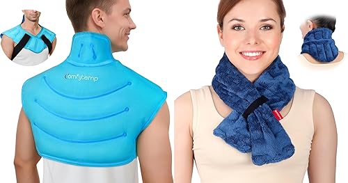 Comfytemp Bolsa de hielo grande y almohadilla térmica para microondas para cuello, hombros, parte superior de la espalda, calentador de cuello