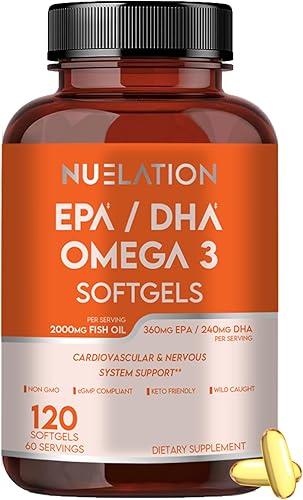 Aceite de pescado Omega 3 de 2000 mg. Suplementos de aceite de pescado Omega 3 para apoyar la salud cardíaca, las funciones cerebrales y el sistema