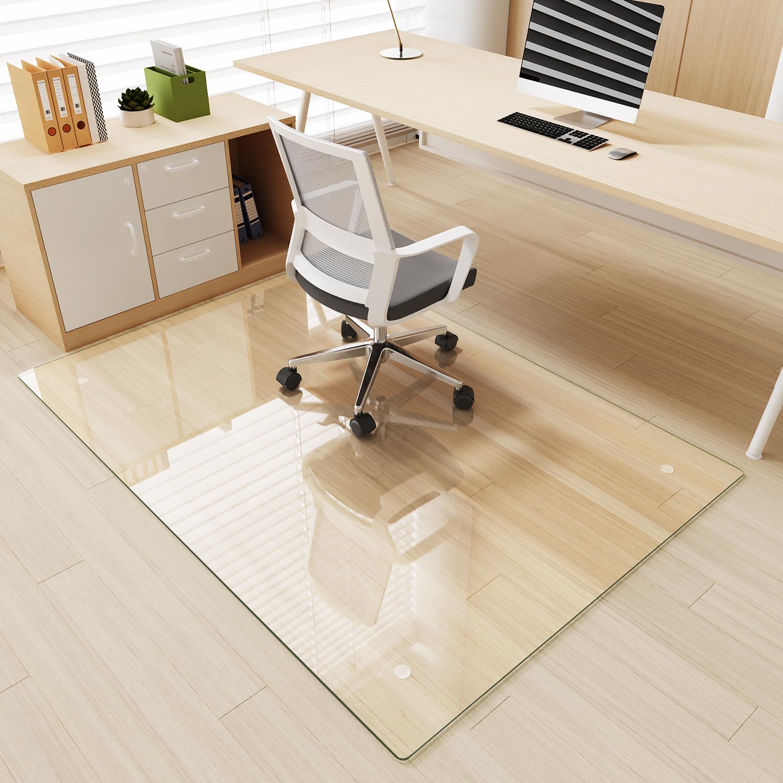 [Tempered Glass] 42" x 60" Glass Office Chair Mat for Carpet