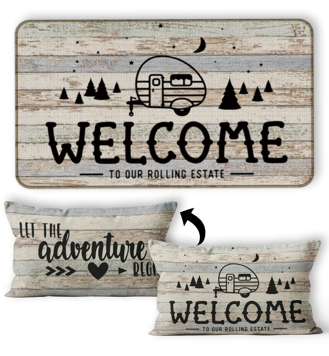 Federa decorativa con campeggio Home is Where We Park It Campervan Gift 45 x 45 cm cotone con chiusura lampo nascosta, super morbida federa per divano