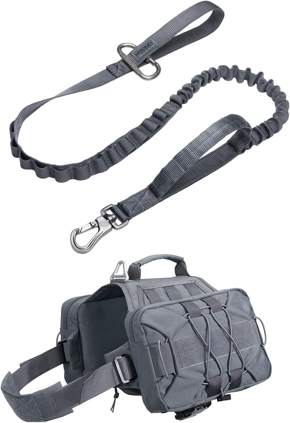 Dog Pack Hound Dog Saddle Bag Backpack with 2 Capacious Side Pockets & Tactical Bungee Leash Military Adjustable Leash Quick Release Elastic Leads Rope