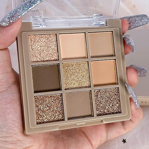 Miniatura 7 de Paleta de sombra de ojos marrón nude mate, sombra de ojos de larga duración, impermeable, libre de crueldad, 9 tonos mezclables en acabados mate