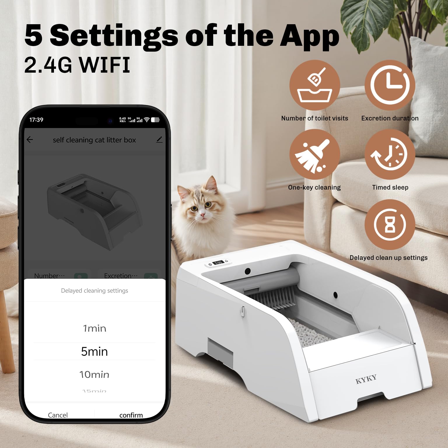 S6 Self Cleaning Litter Box, Upgraded Automatic Cat Litter Box Self Cleaning That Can Use Clumping Cat Litter, Open Design with Cats Taking to It Immediately, Anti Pinch and Odorless(Light Gray) - image 5