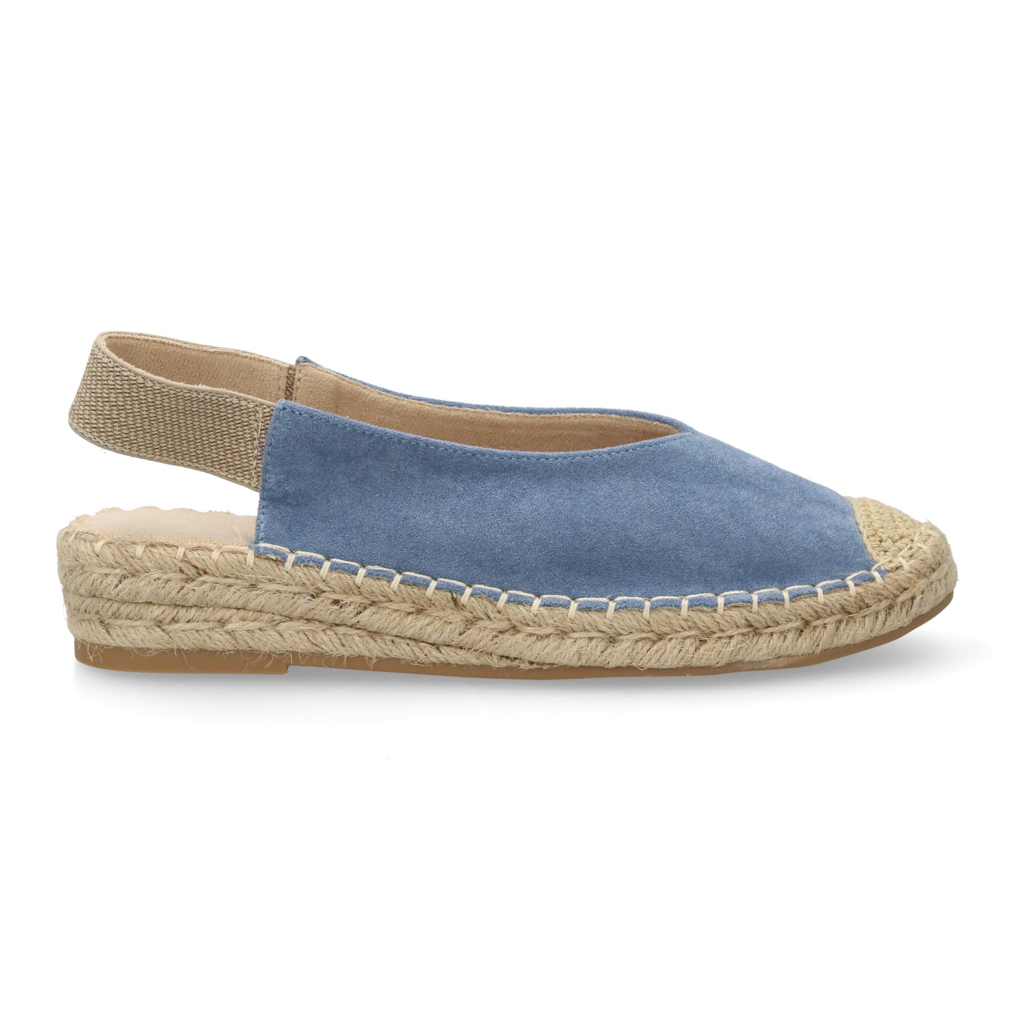 shoes&blues.es Alpargata de Mujer con Diseno Clasico y Comodo, Ideal para Verano. Suela de Yute Trenzado, Plano, Ligera y Comoda. Cierre Elastico. Estampado Liso.