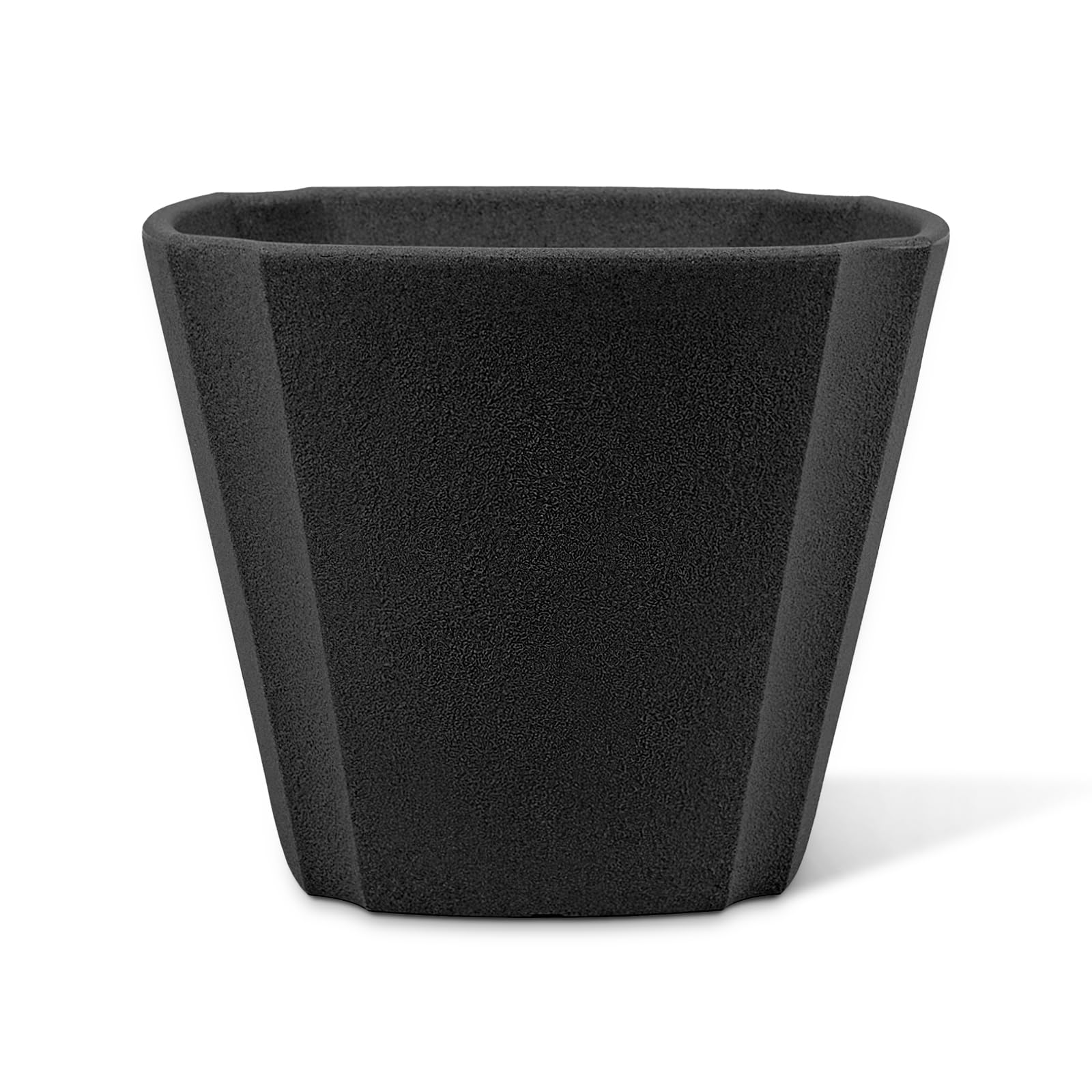 ARBORA 16" Monaco Square Polyresin Indoor and Outdoor Planter with Classic Black Finish - Durable, Weatherproof, Lightweight, Large Plant Pot for Patio, Garden, Deck, Entryway