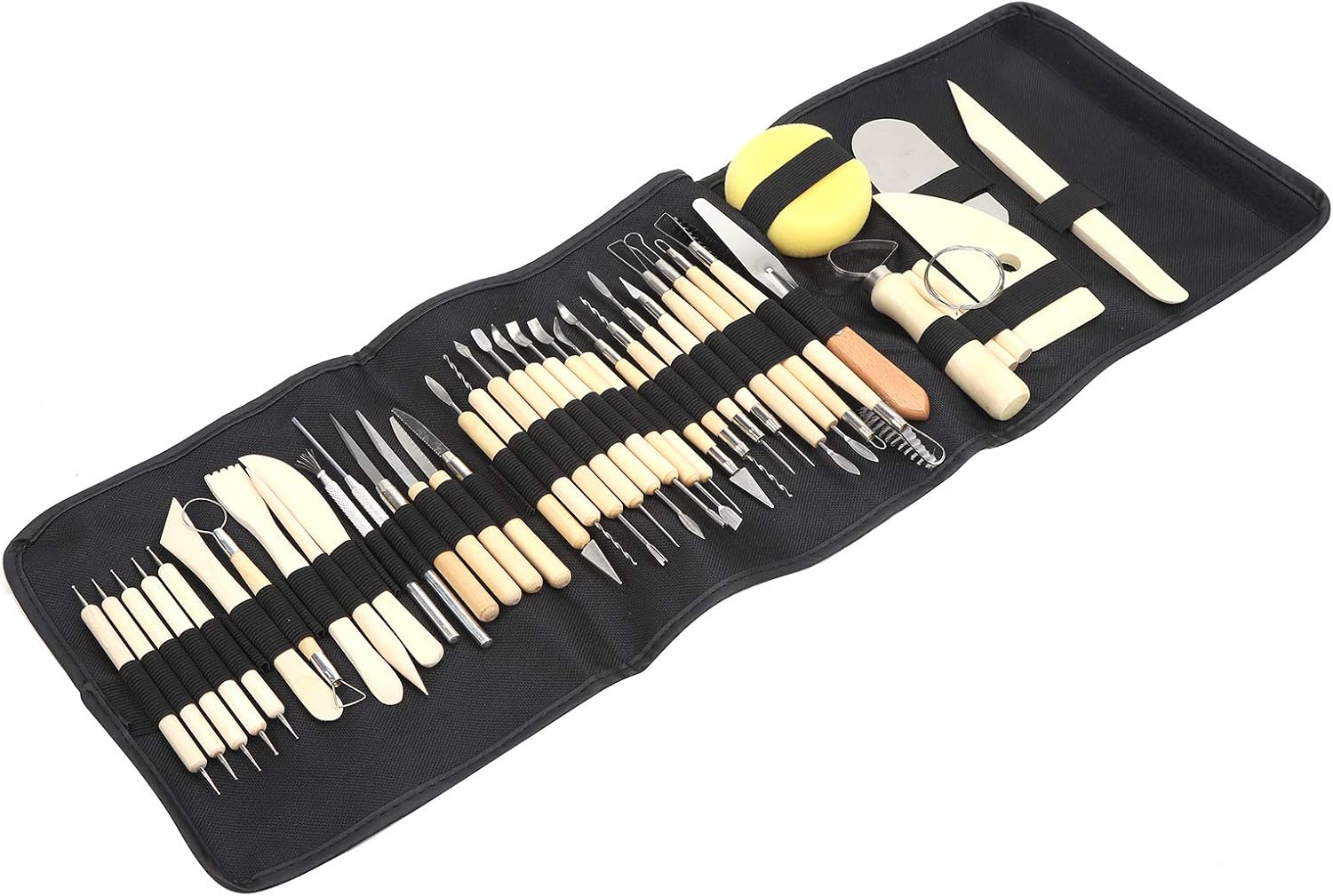 Polymer Clay Sculpting Tools Multipurpose Modeling Carving Knife Pottery Supplies Set with Storage Bag for Craft Projects Ceramics Clay Sculpting Wood Metal Cloth Sponge 41Pcs