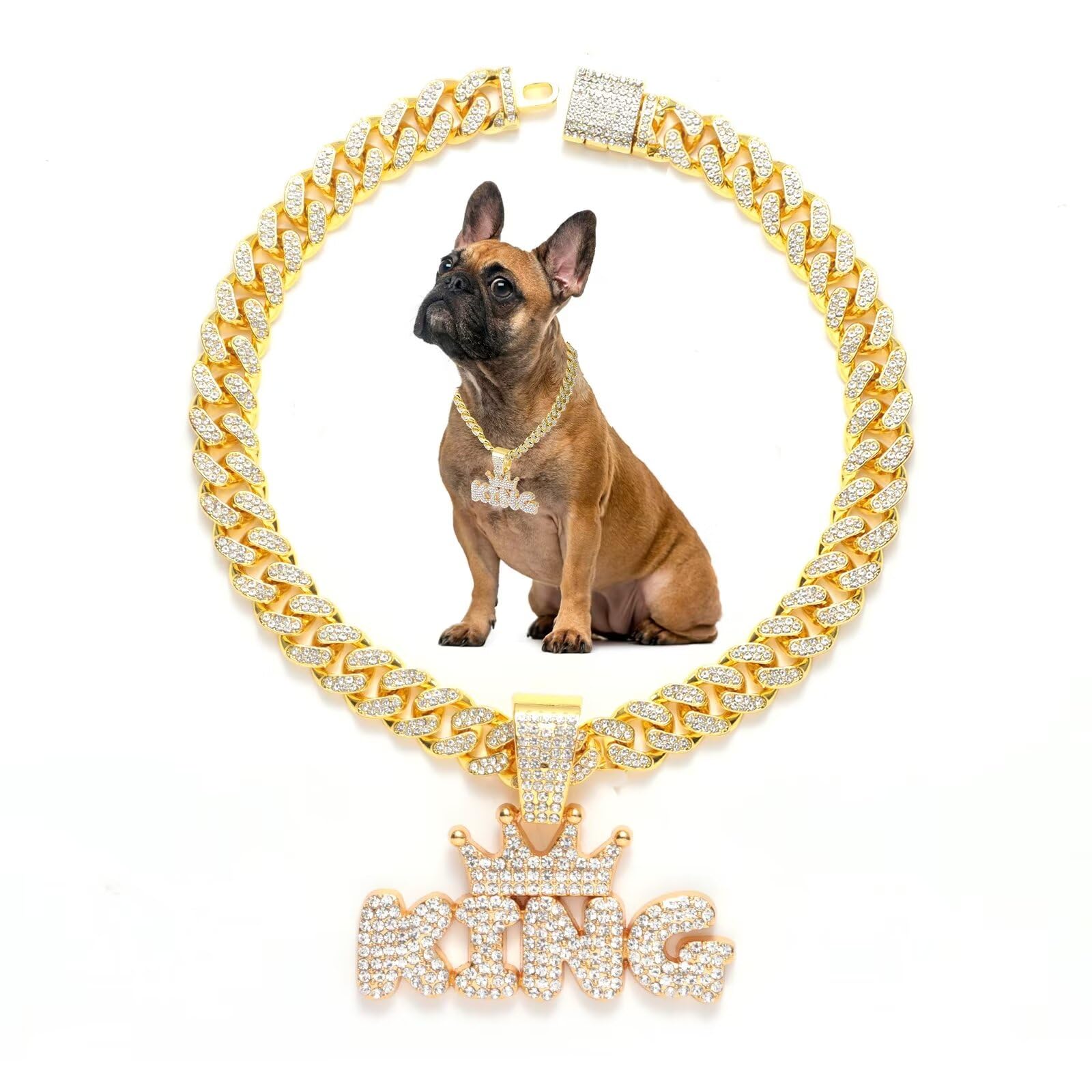 Gold Dog Collar 15mm Stainless Steel Gold Dog Chain Choker