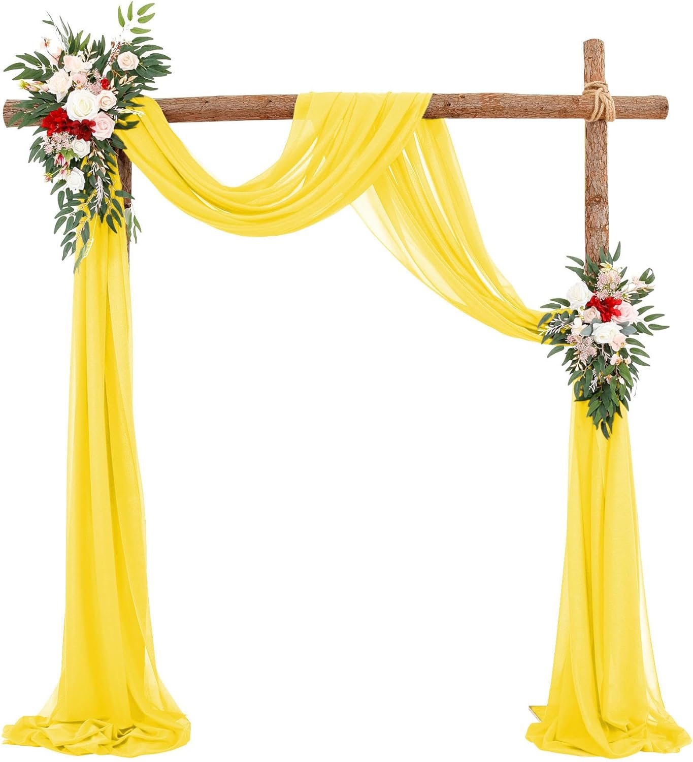 KeuLen Wedding Arch Draping Fabric,1000 * 75CM 2PCS Wedding Arch Draping Fabric Chiffon Arch Drapes for Party Outdoor Wedding Decor Table Runner Sheer Screen Curtain (Color : Gold)