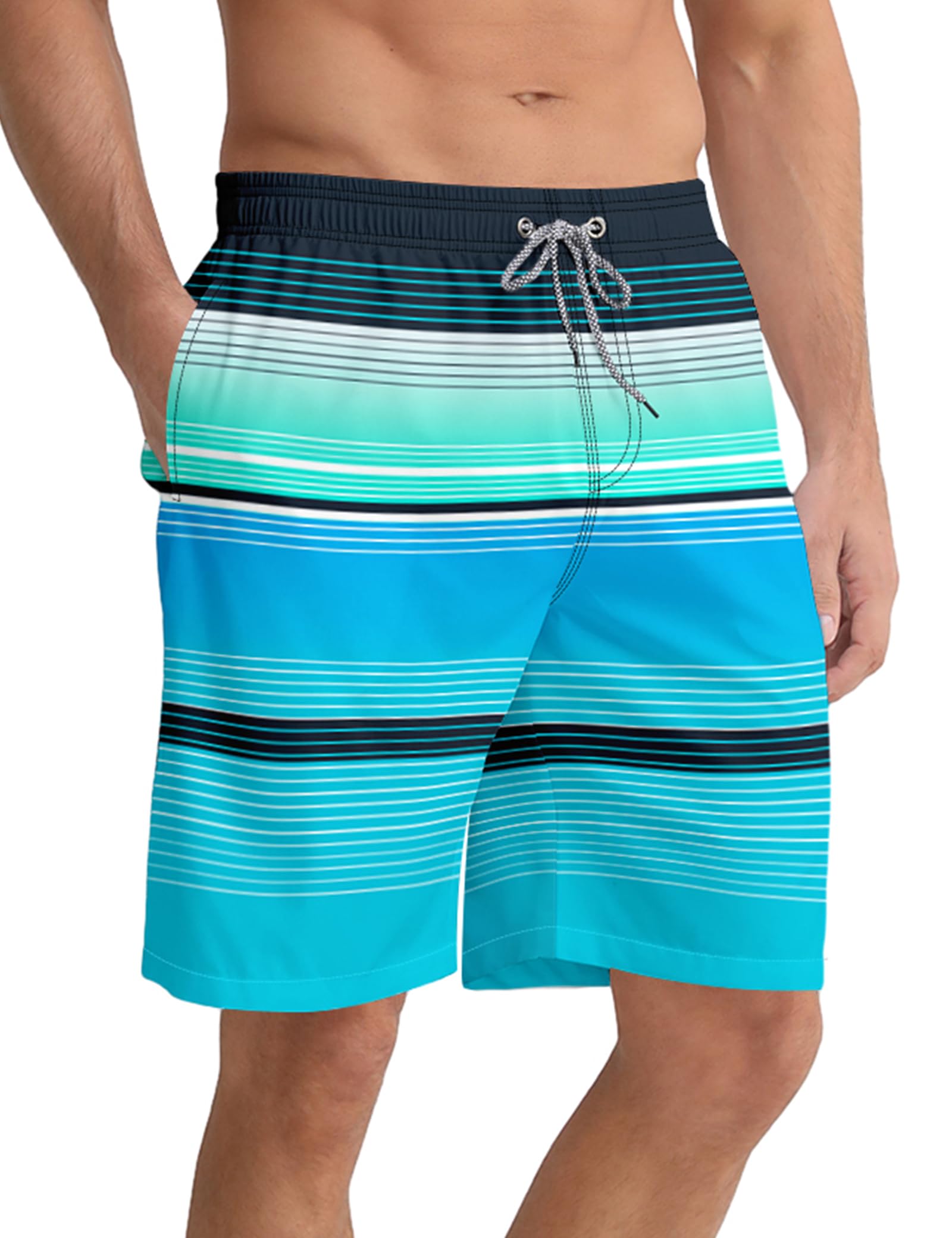 BOJIN Mens Swim Trunks 9" Quick Dry Stretch Swim Shorts Mesh Lining Bathing Suits Swimwear Beach Shorts with Pockets