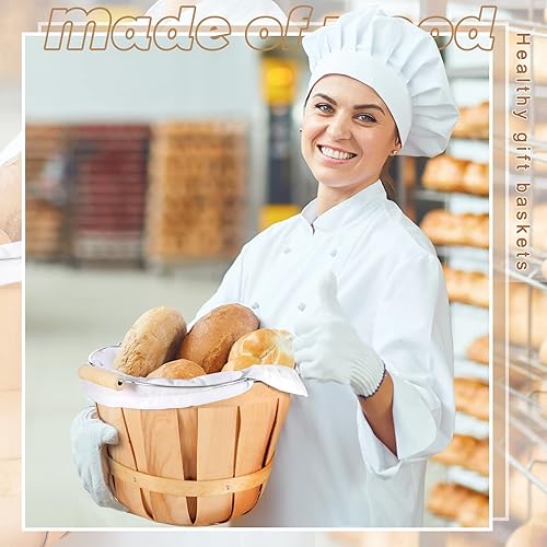 Miniatura 3 de Eaasty Paquete de 3 cestas redondas de madera para frutas con asa para aperitivos de verduras, decoración de jardín, casa de campo, 4 cuartos de