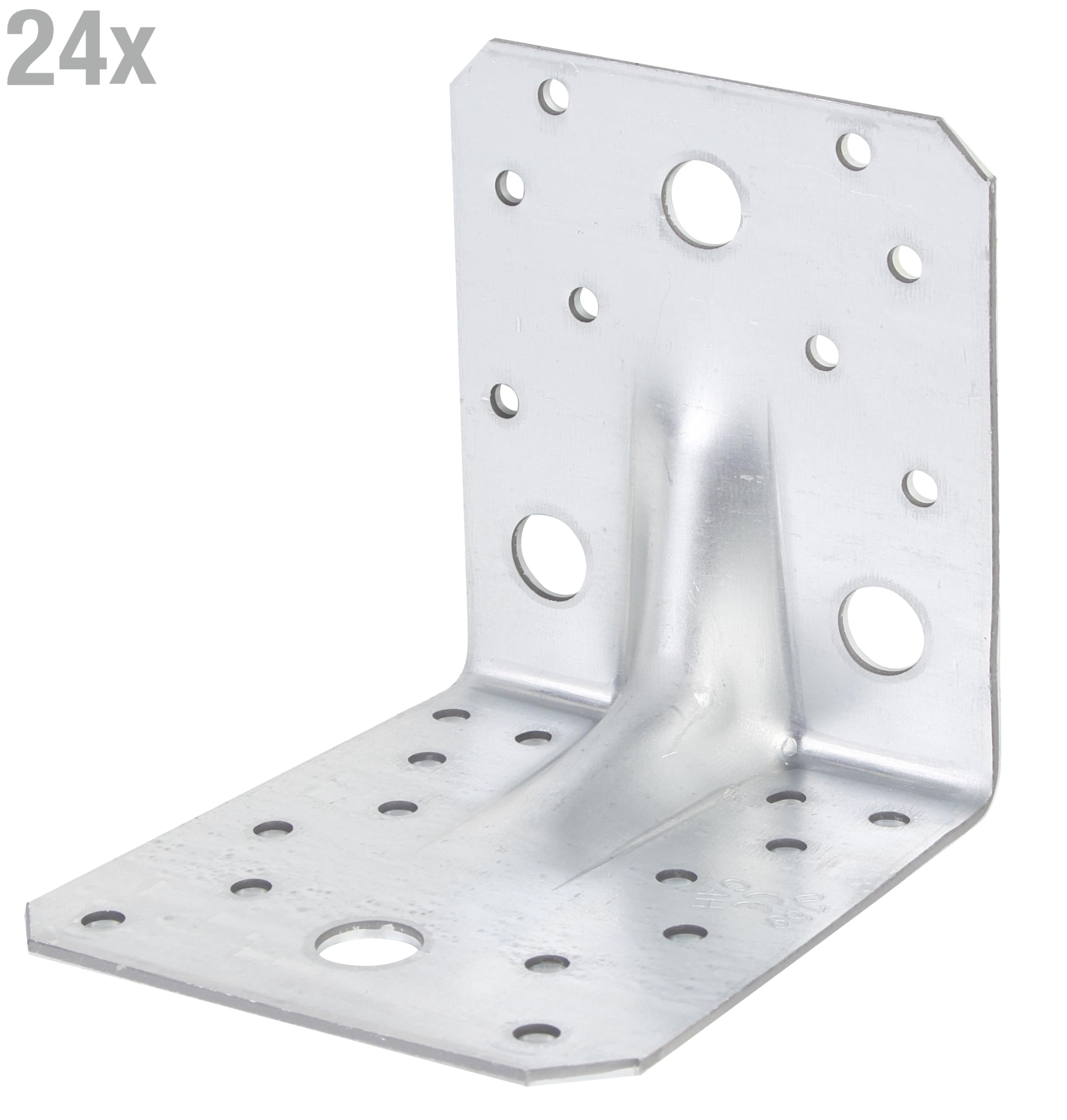 Alberts 329747 Schwerlast-Winkelverbinder mit Sicke | sendzimirverzinkt | 105 x 105 x 90 mm | 24er Set