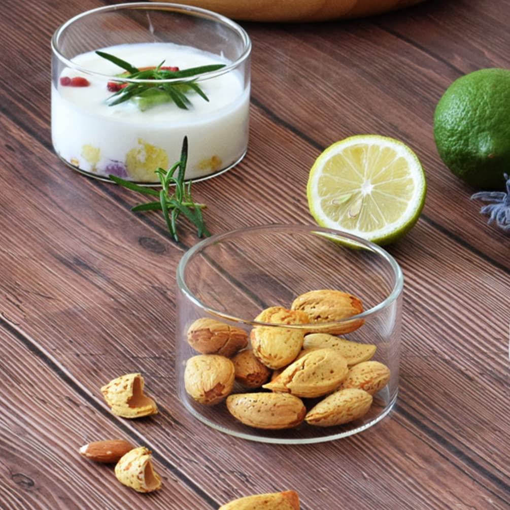 Housoutil 3sets Glass Ice Cream Bowl Multi-functional Dessert Cups Pudding Cups Lids 2pcs*3