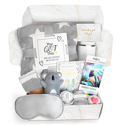 Regalos para mujeres, paquete de cuidado, cesta de regalo para relajarse, spa, regalos de cuidado personal, manta de condolencias después de una