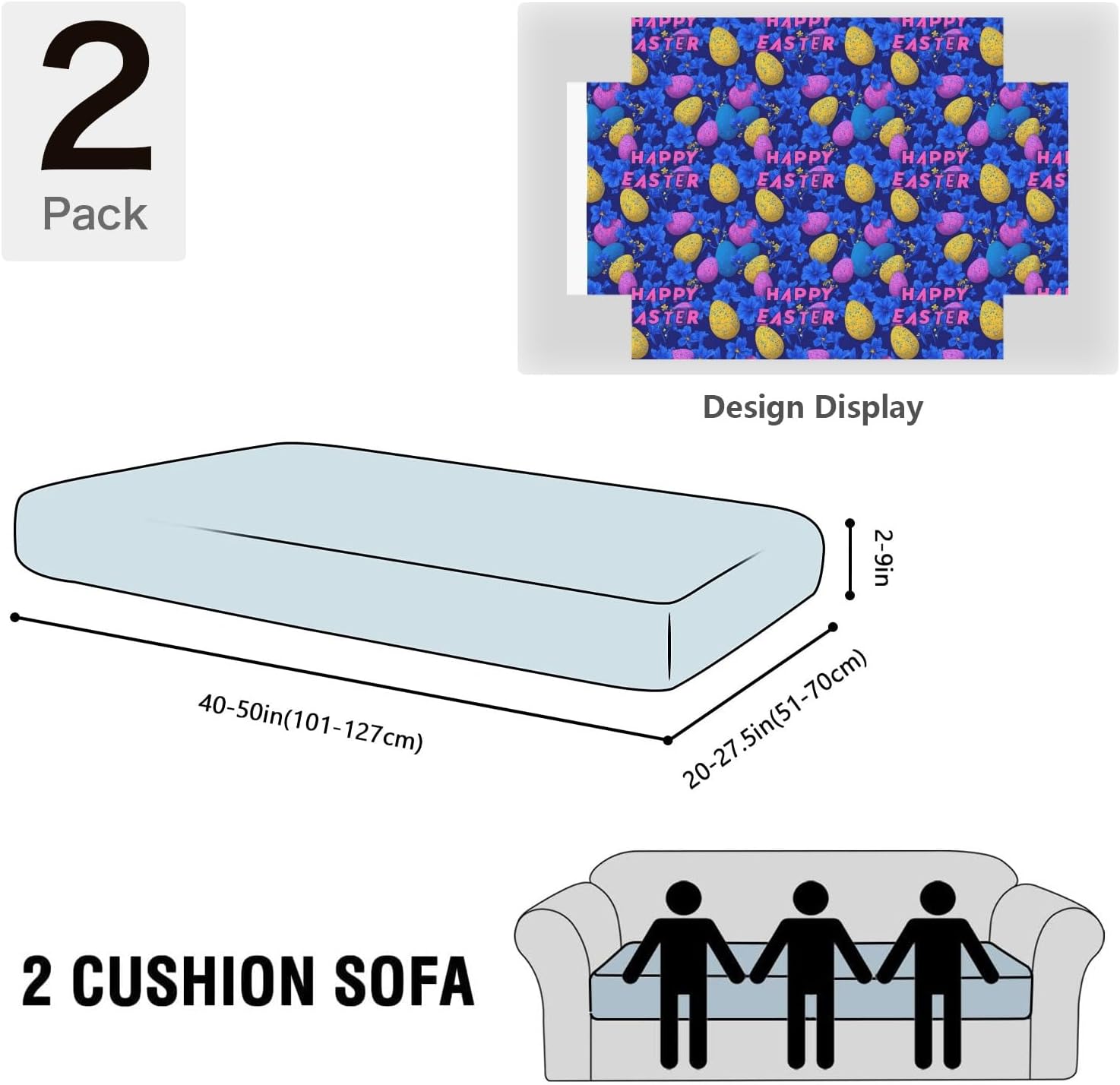 Vibrant Easter Bloom Loveseat Covers Couch Covers for 2 Cushion Couch, 2-Piece Stretch Sofa Slipcovers Anti-Slip Washable Furniture Protectors for Dogs Pets