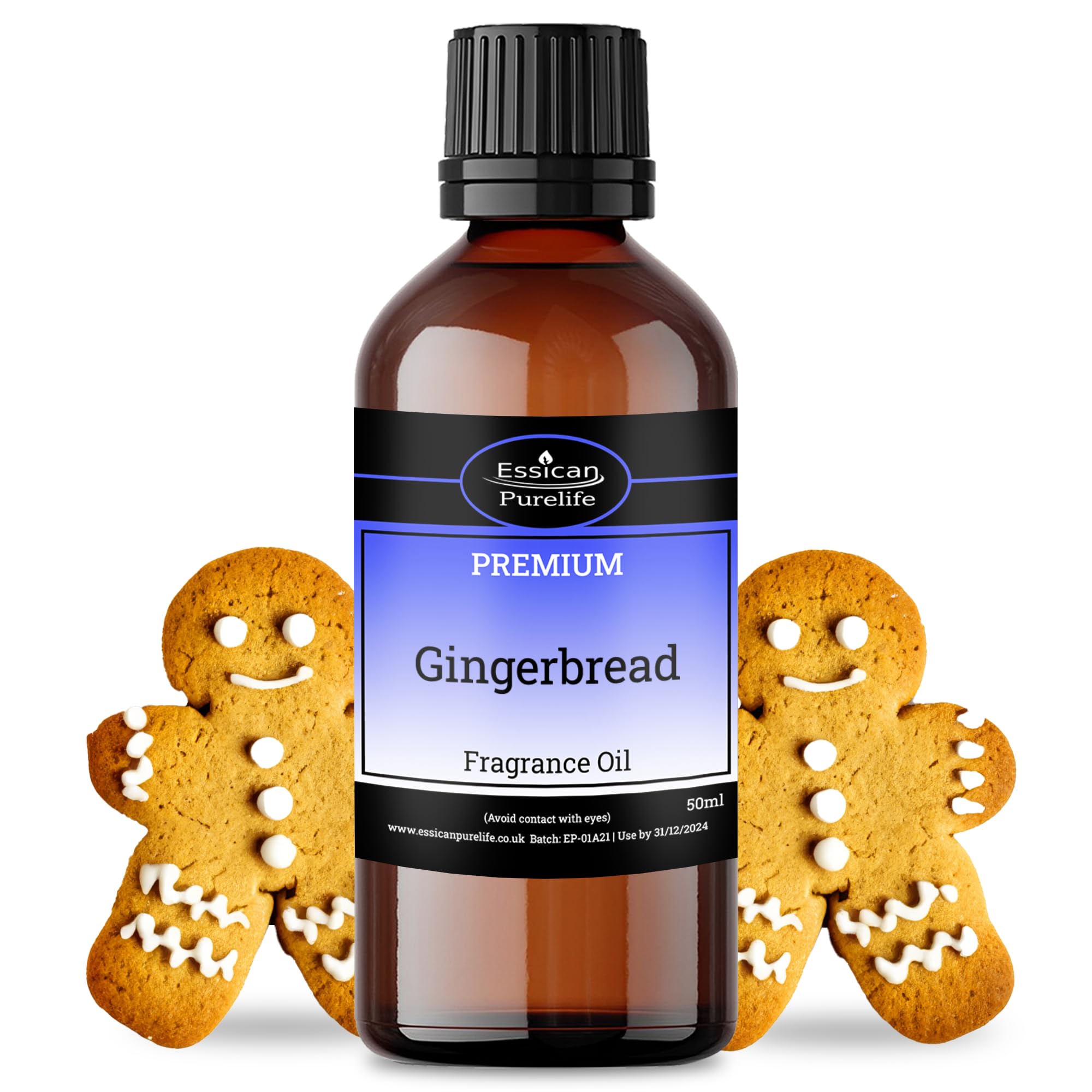 Gingerbread Fragrance Oils for Candle Making 50ml, Fragrance Oils for Soap Making, Aromatherapy, Oil Burner Oils Fragrance, Scent Oil for Diffuser, Potpourri, Bath Bomb, Air Freshener, Vegan