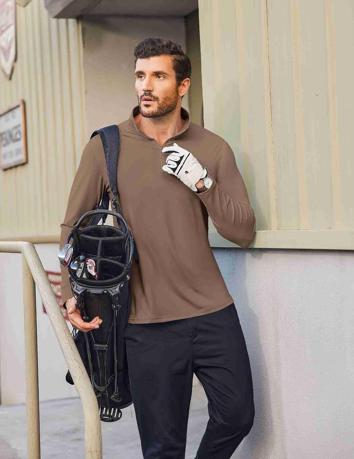 COOFANDY Mens Quarter Zip Pullover Athletic Shirt Long Sleeve Sun Protection Shirt Golf Zip Up Lightweight T Shirts for Man - Image 3
