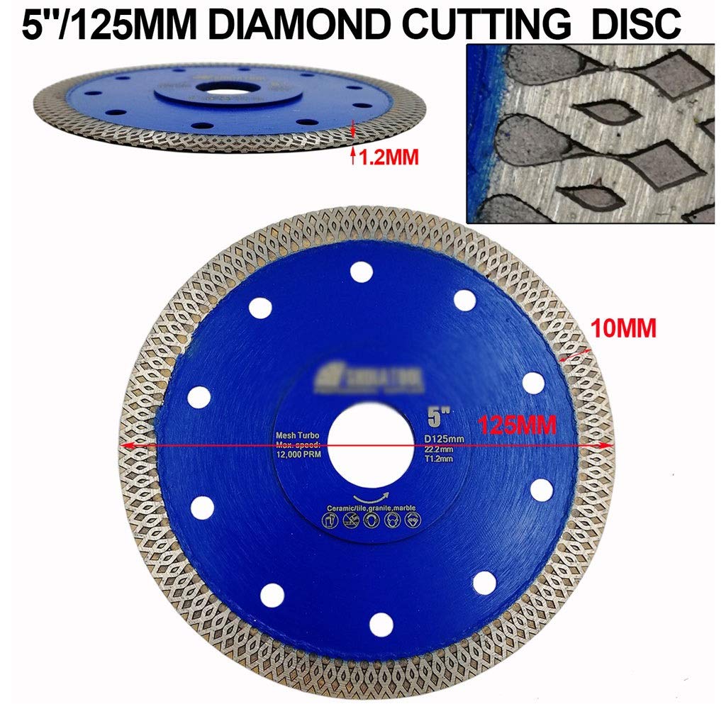 Hojas de sierra circular para acabado ultrafino Disco de corte de diamante sinterizado prensado en caliente de 1 pieza X Hoja de sierra circular de segmento de borde turbo de malla Dia 4.5 "5" 7 " Hoj