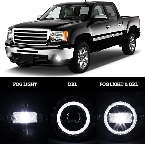 Miniatura 3 de KEWISAUTO Luces antiniebla LED con luces de circulación diurna para GMC Sierra 2007-2014, luces antiniebla de conducción con DRL para 2007 2008 2009
