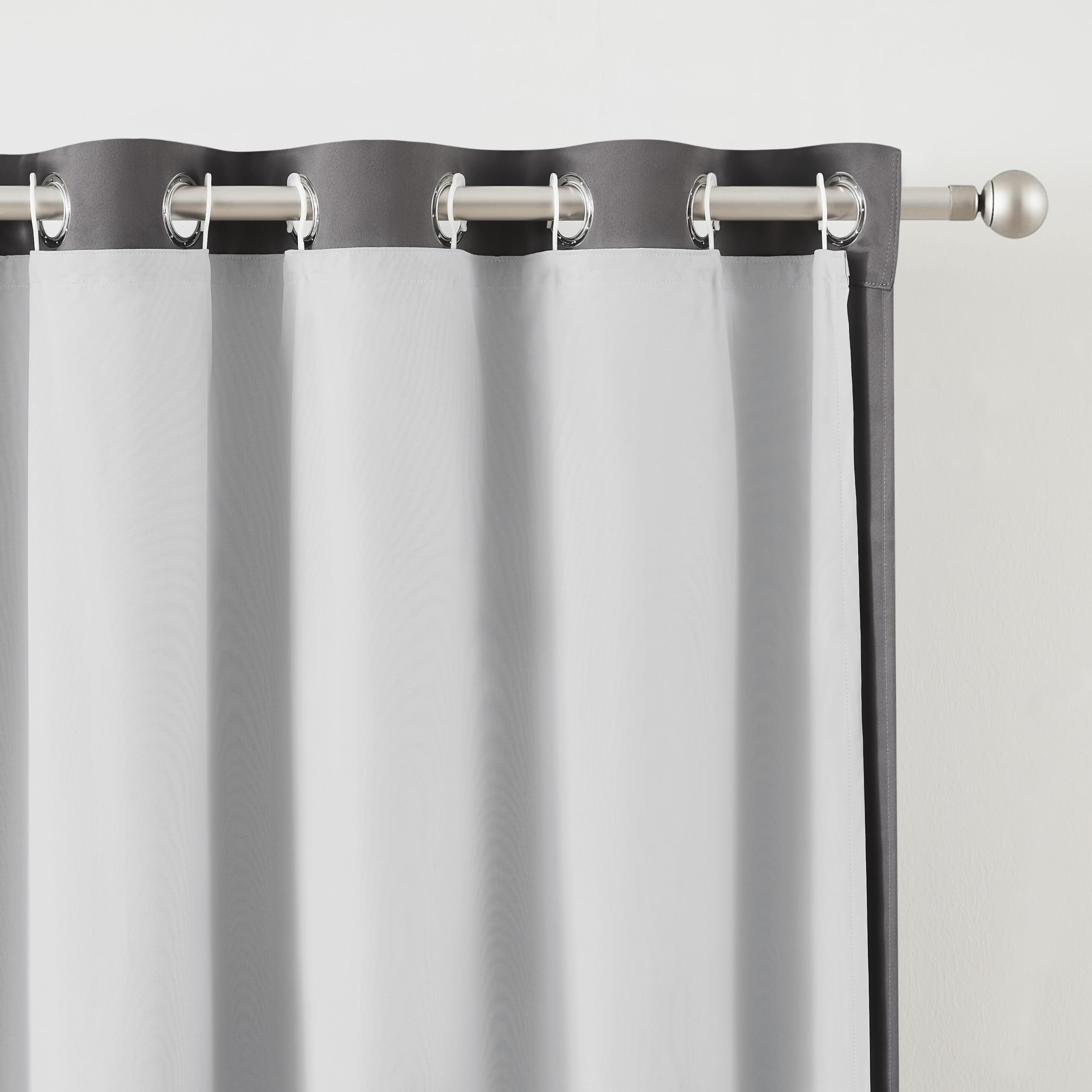 Bujasso Full Blackout Curtain Liner Light Gray White Thermal Insulated Drapery Liner Noise Reducing Energy Efficient Window Panel Solid Color for Living Room Bedroom, 2 Panels with Hook 46" W x 52" H