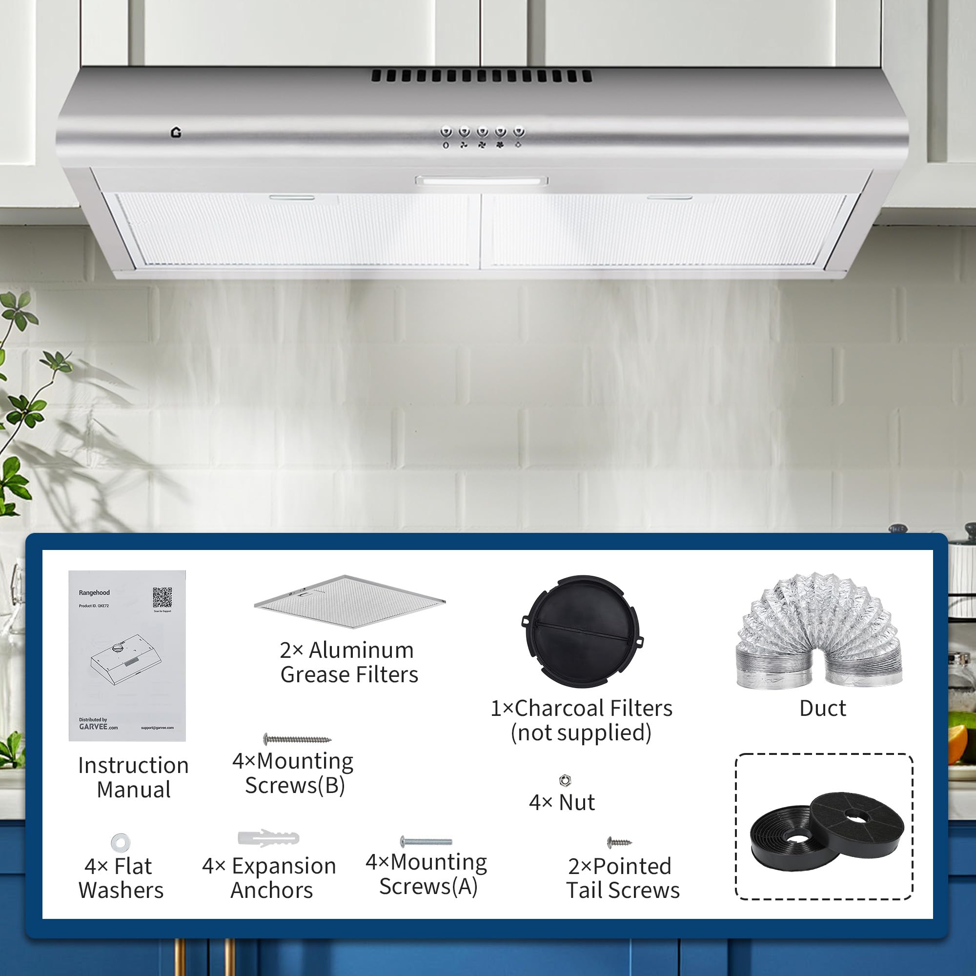 Snapklik.com : Range Hood 30 In Under Cabinet, Stainless Steel Stove