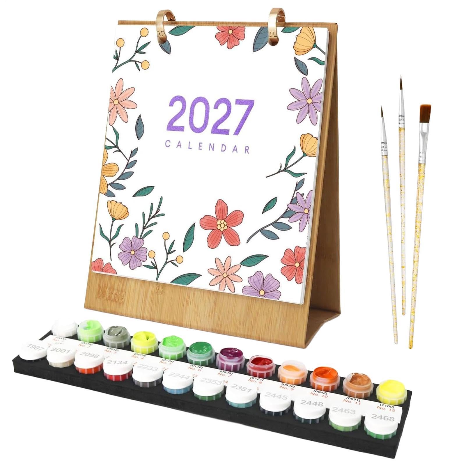 Paint by Numbers Calendar 2027 for Adults, Desk Calendar 2027