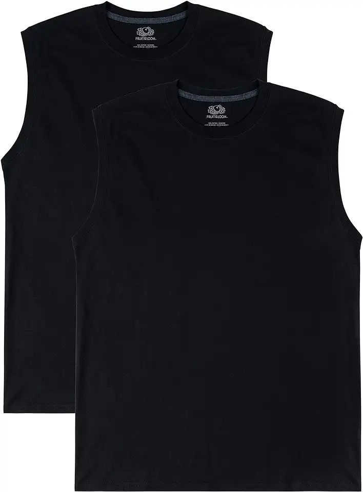 Fruit of the Loom Men's EverSoft Cotton Sleeveless Moisture Wicking T-Shirts with Odor Control OEKO-TEX STANDARD 100