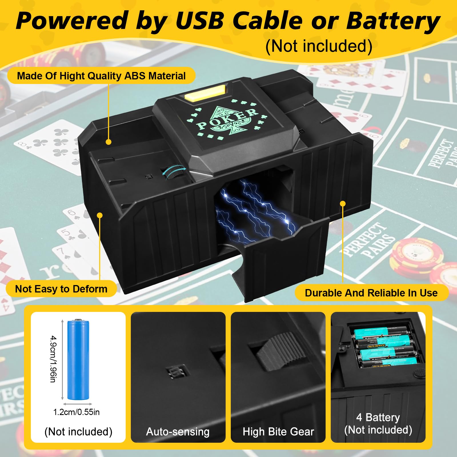Barajador de Cartas Automático, barajador de Cartas, 2 Barajas Máquina Barajadora Eléctrica de Cartas de Póquer, Mezclador de Cartas automático para UNO, Blackjack, Texas Holdem, Juego de Cartas