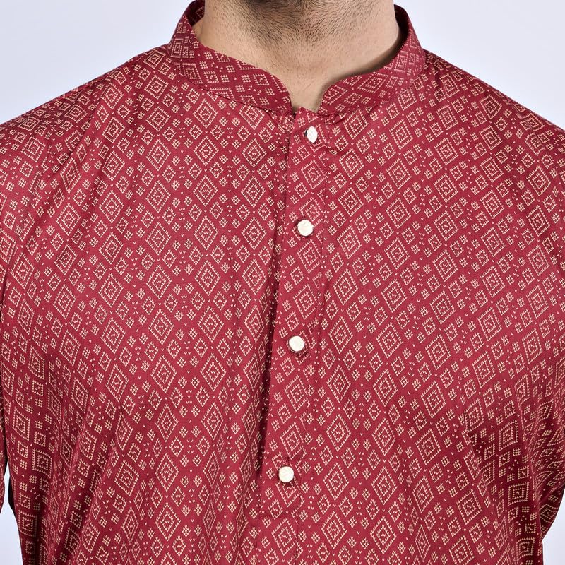 Image of BELLAZO Men's Premium Cotton Printed Regular Kurta | Stylish Kurta for Weddings /Festivals