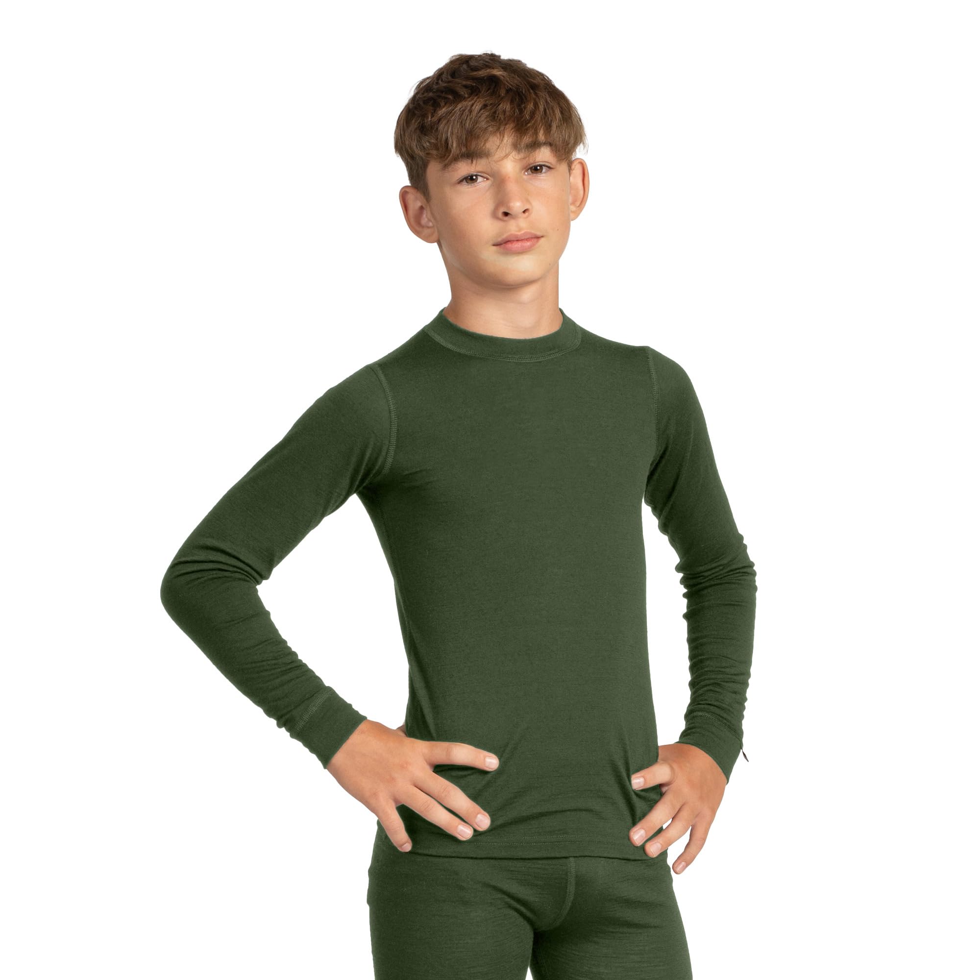 menique T-shirt unisexe à manches longues en laine mérinos bio pour filles et garçons