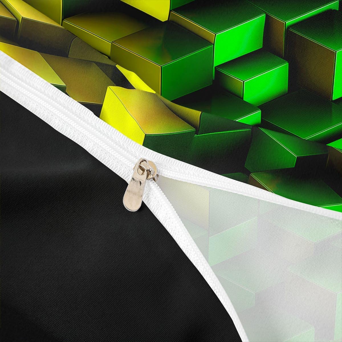 Erosebridal Neon Yellow Green Checkered Toddler Bedding Set Abstract Geometric Plaid Duvet Cover Stereoscopic Grids Comforter Cover for Kids Boys Girls,Fashion Preppy Bed Set