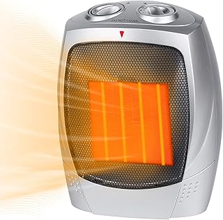 Portable Space Heater, Ceramic Electric Heaters 1500W/750W with Adjustable Thermostat, Overheat and Tip Over Protection, Fan and Heater Combo for Office Bedroom Desk Nightstand Dorm Table Indoor Use