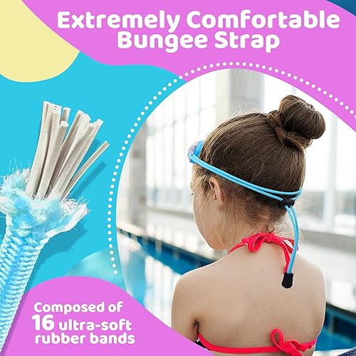 Miniatura 4 de Vvinca Kids Swim Goggles with Bungee Strap No Leaking Anti Fog Toddler Goggles with Quick Adjust Ages 3-14