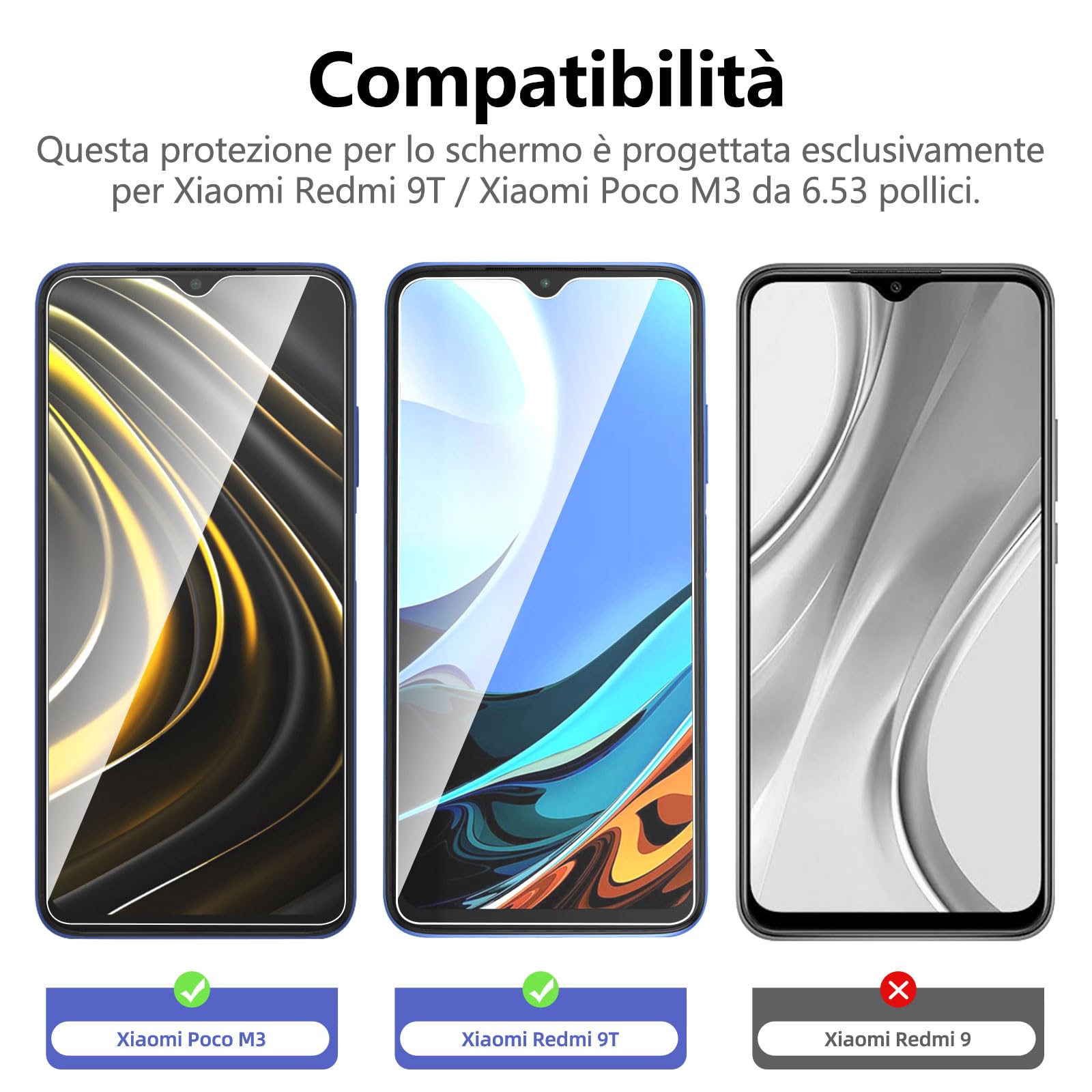 NEW'C 3 Pezzi, Vetro Temperato per Xiaomi POCO F5, F5 Pro, Pellicola